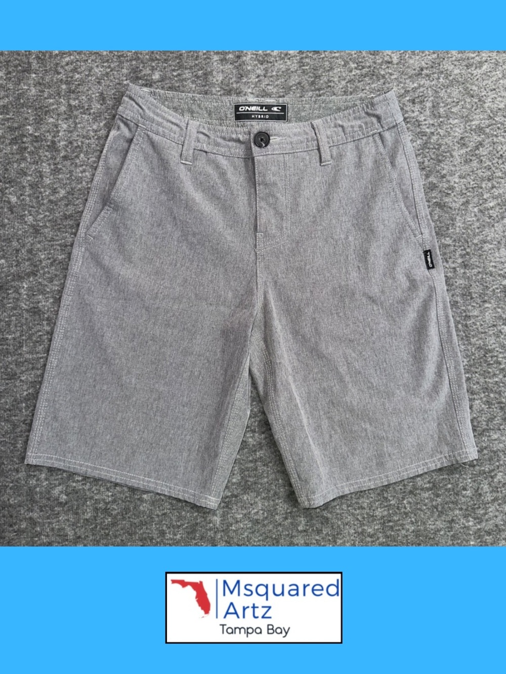 O’Neill Hybrid Youth Gray Performance Shorts Size 26 Lightweight Stretch